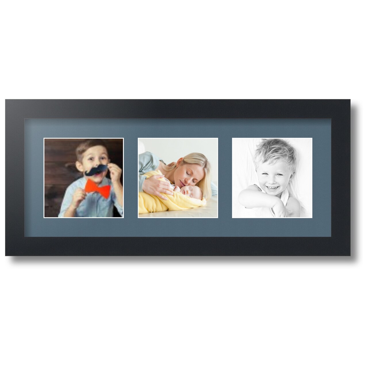 ArtToFrames Collage Photo Picture Frame with 3 - 5x5 inch Openings, Framed in Black with Over 62 Mat Color Options and Regular Glass (CSM-3926-95)